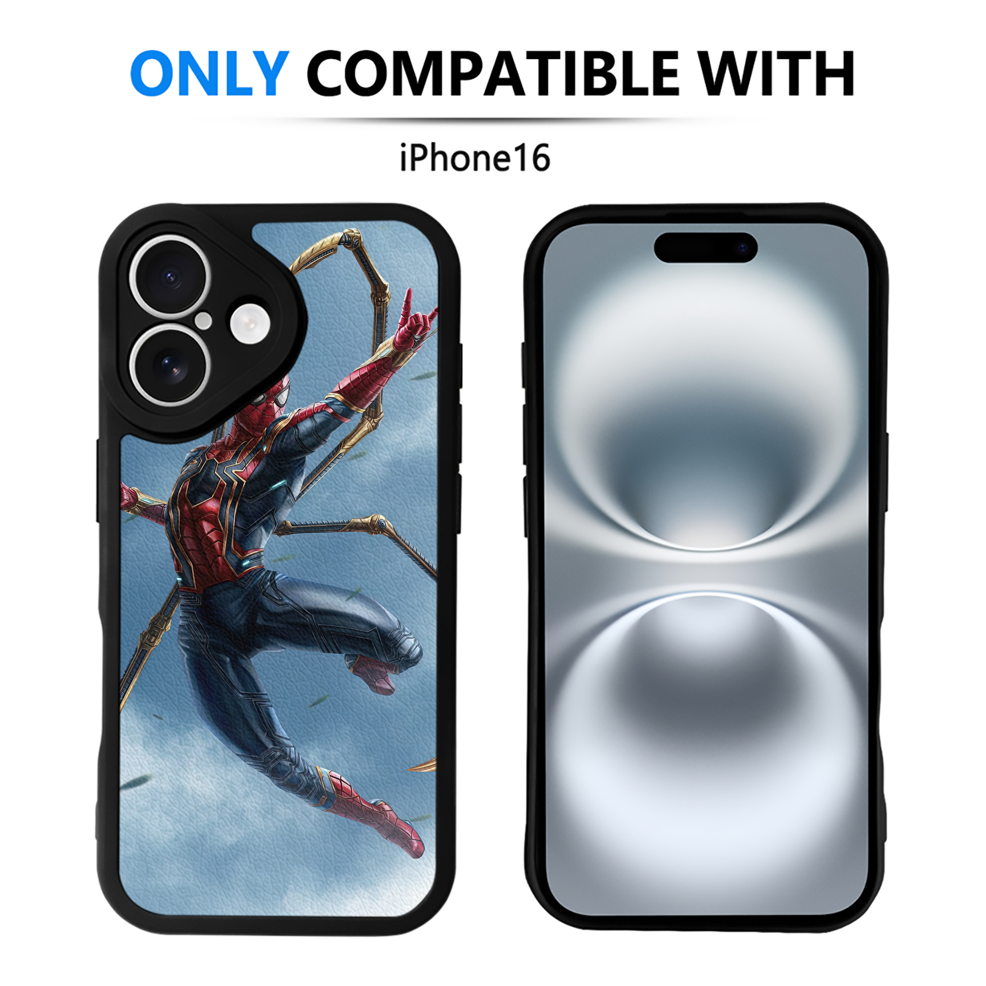 （画像用） Spider Man スパイダーマン 【iPhone 16シリーズ対応】シリコンスマホケース（レザー調） 材質：シリコン